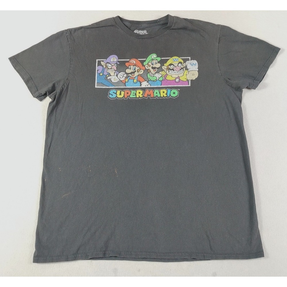 Super Mario Shirt Mens Large Waluigi Mario Luigi Wario Nintendo Graphic Tee